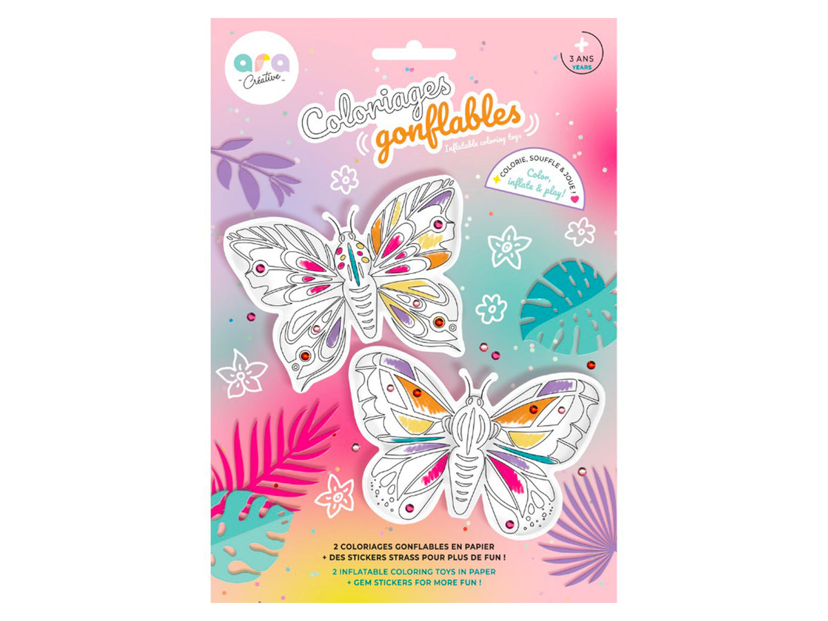 achat Coloriages gonflables Papillons et strass - Ara Créative
