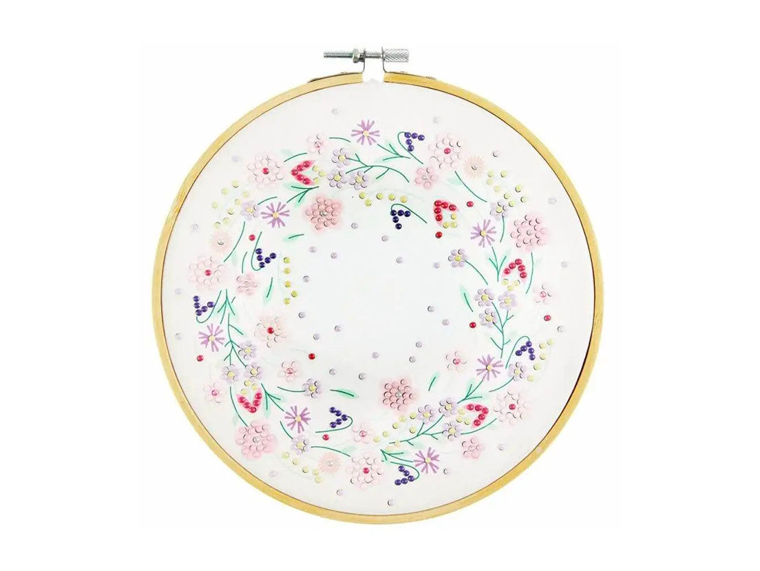 Achat DIY Diamond Painting sur toile - Couronne de Fleurs Scintillante - Rico Design