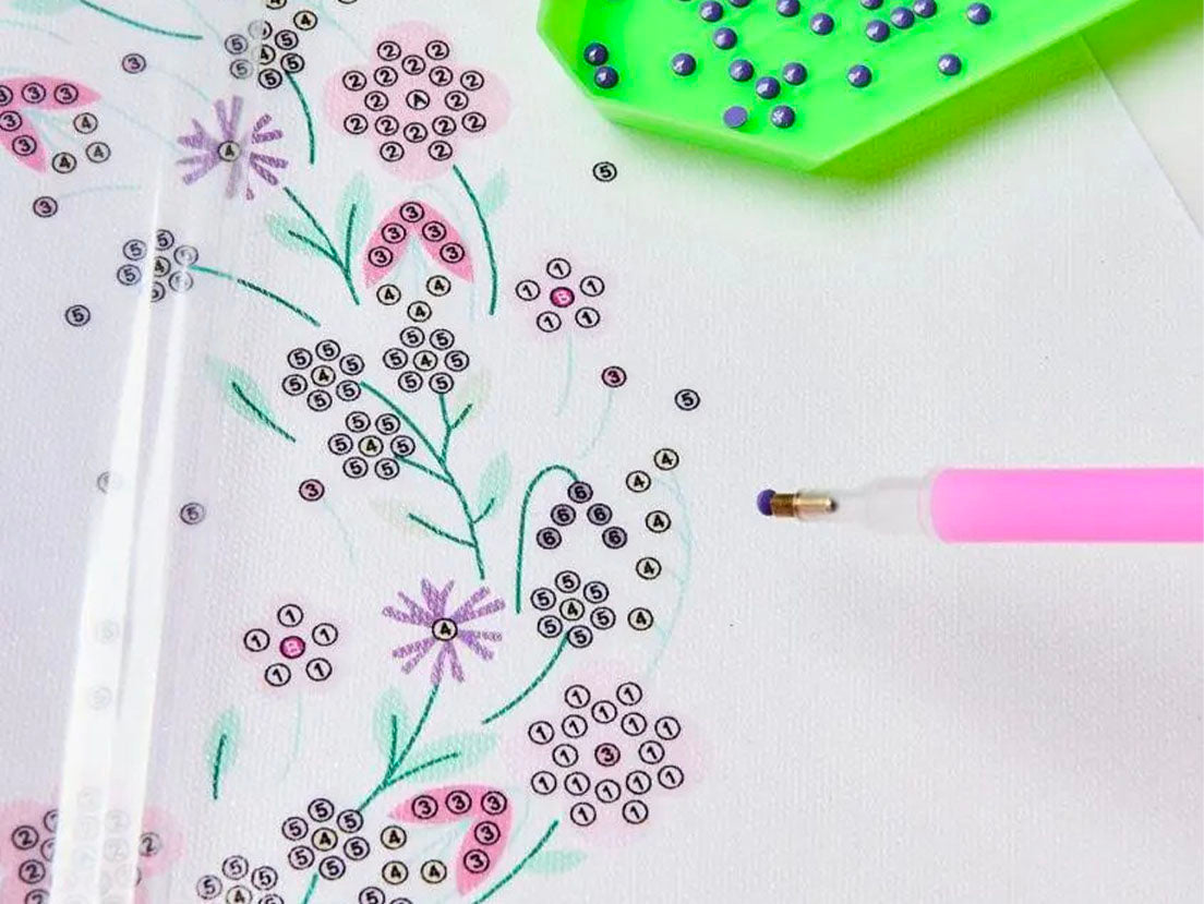 Achat DIY Diamond Painting sur toile - Couronne de Fleurs Scintillante - Rico Design