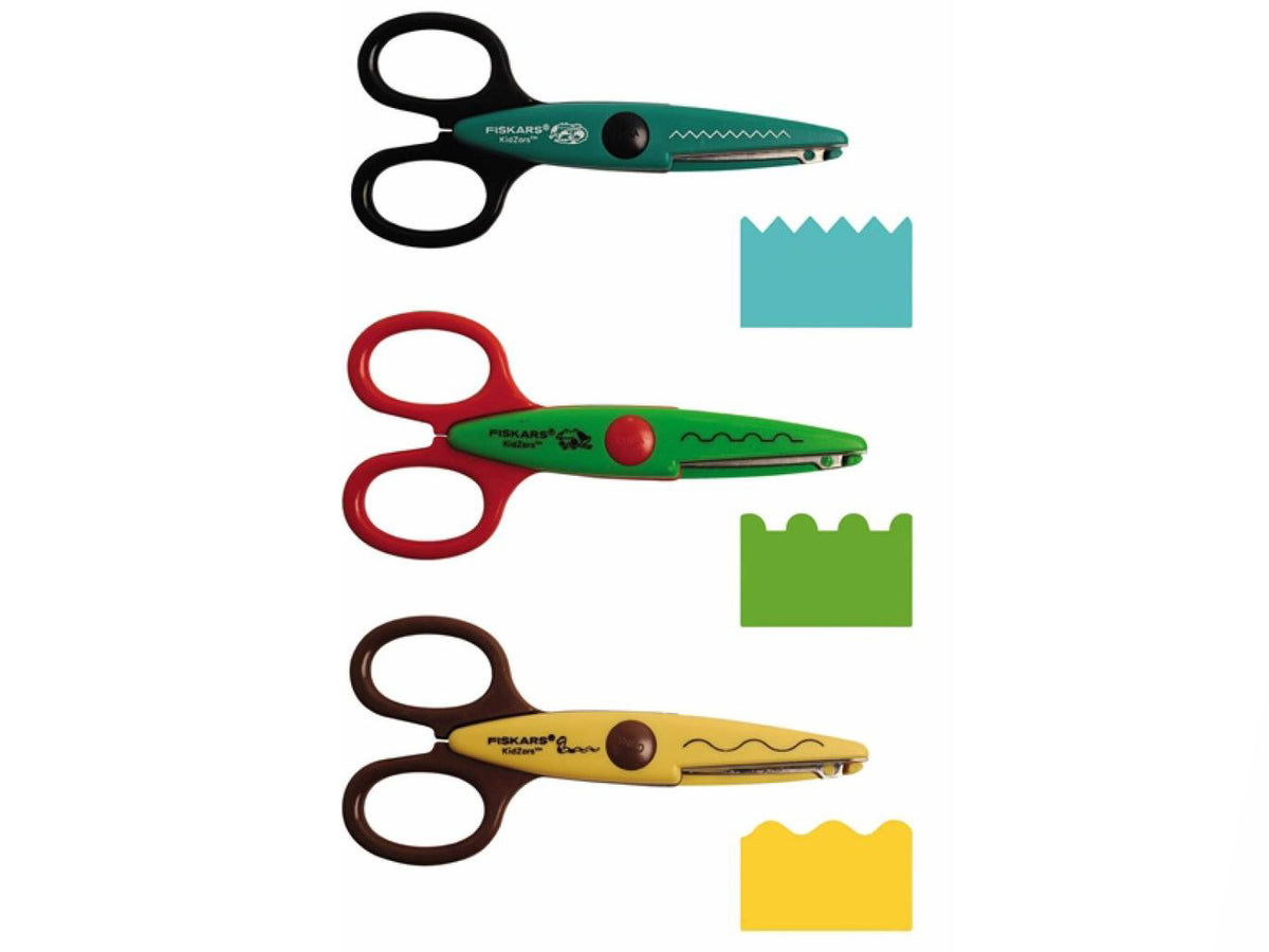 achat Pack 3 ciseaux cranteurs Fiskars - ondulé, cranté , timbre