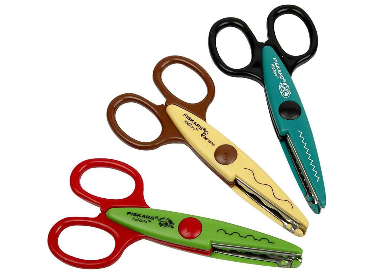 achat Pack 3 ciseaux cranteurs Fiskars - ondulé, cranté , timbre