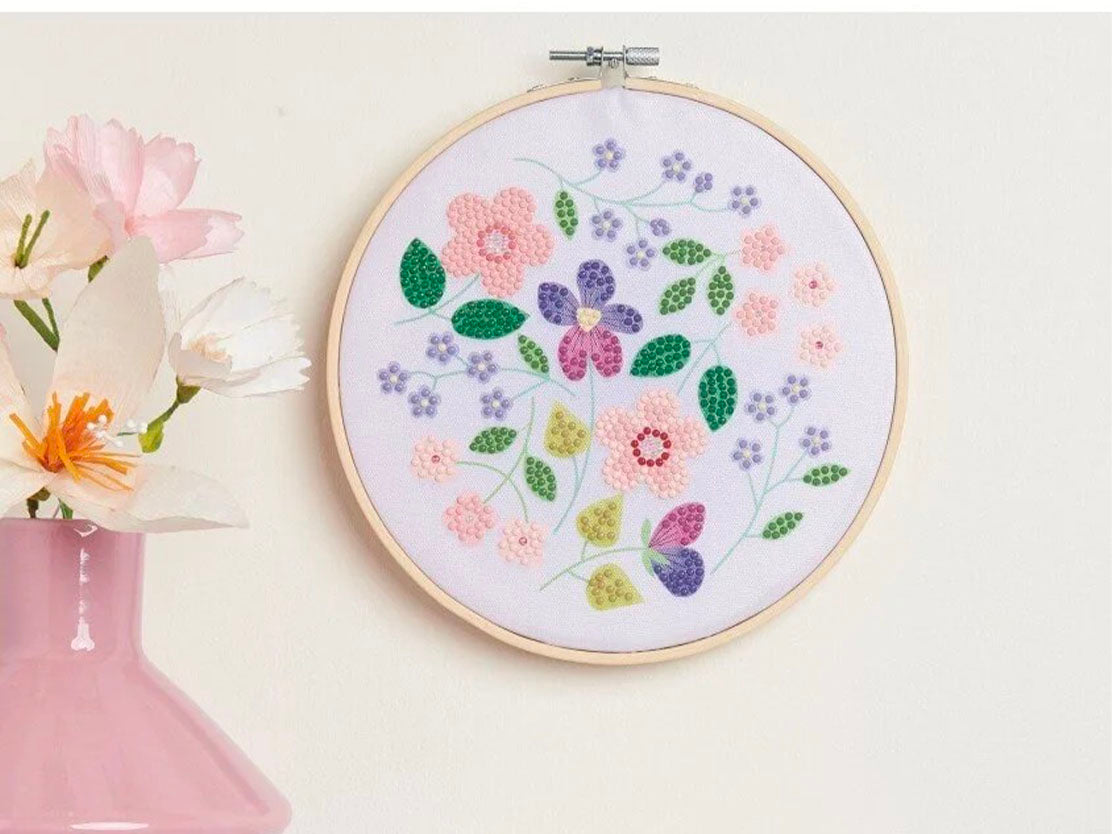 achat DIY Diamond Painting sur Toile - Fleurs de printemps scintillantes - Rico Design