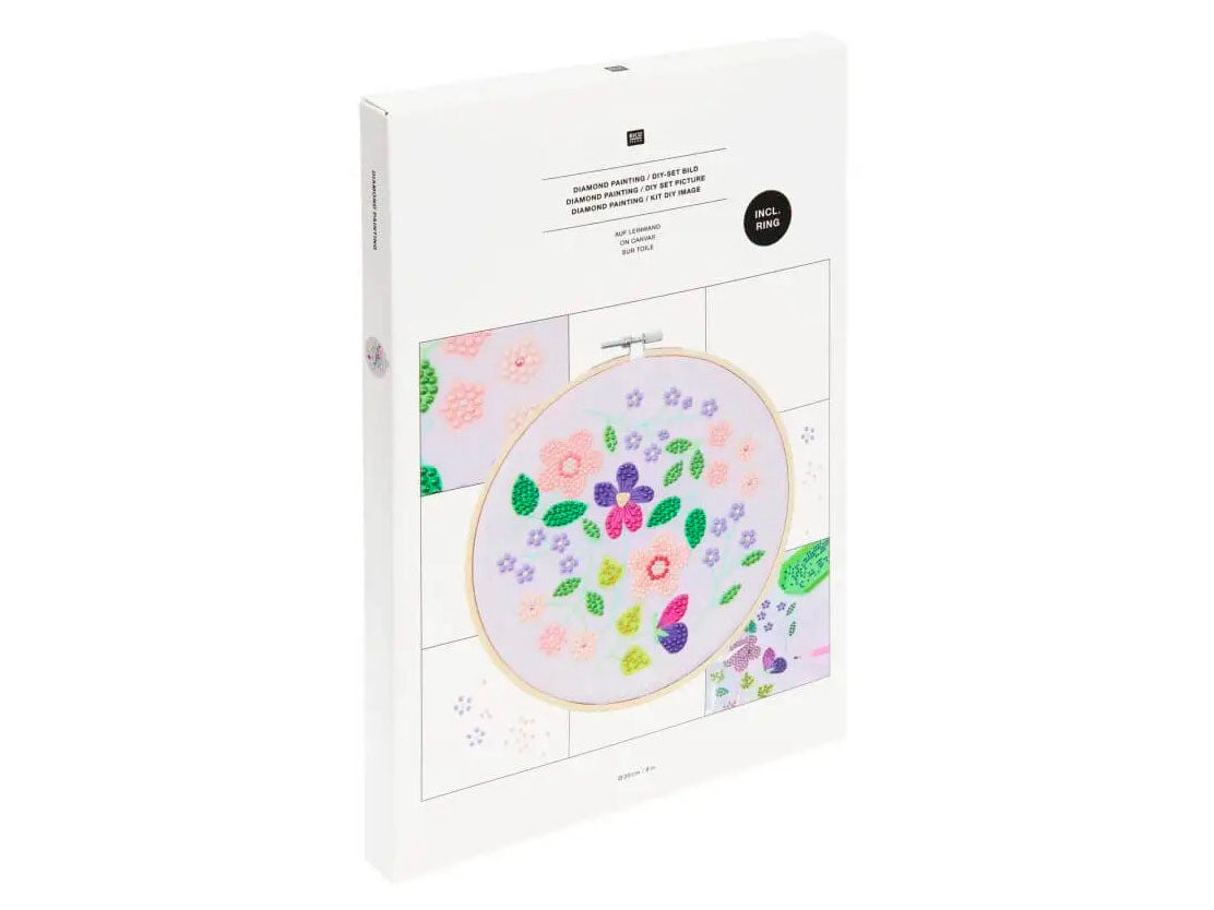 achat DIY Diamond Painting sur Toile - Fleurs de printemps scintillantes - Rico Design