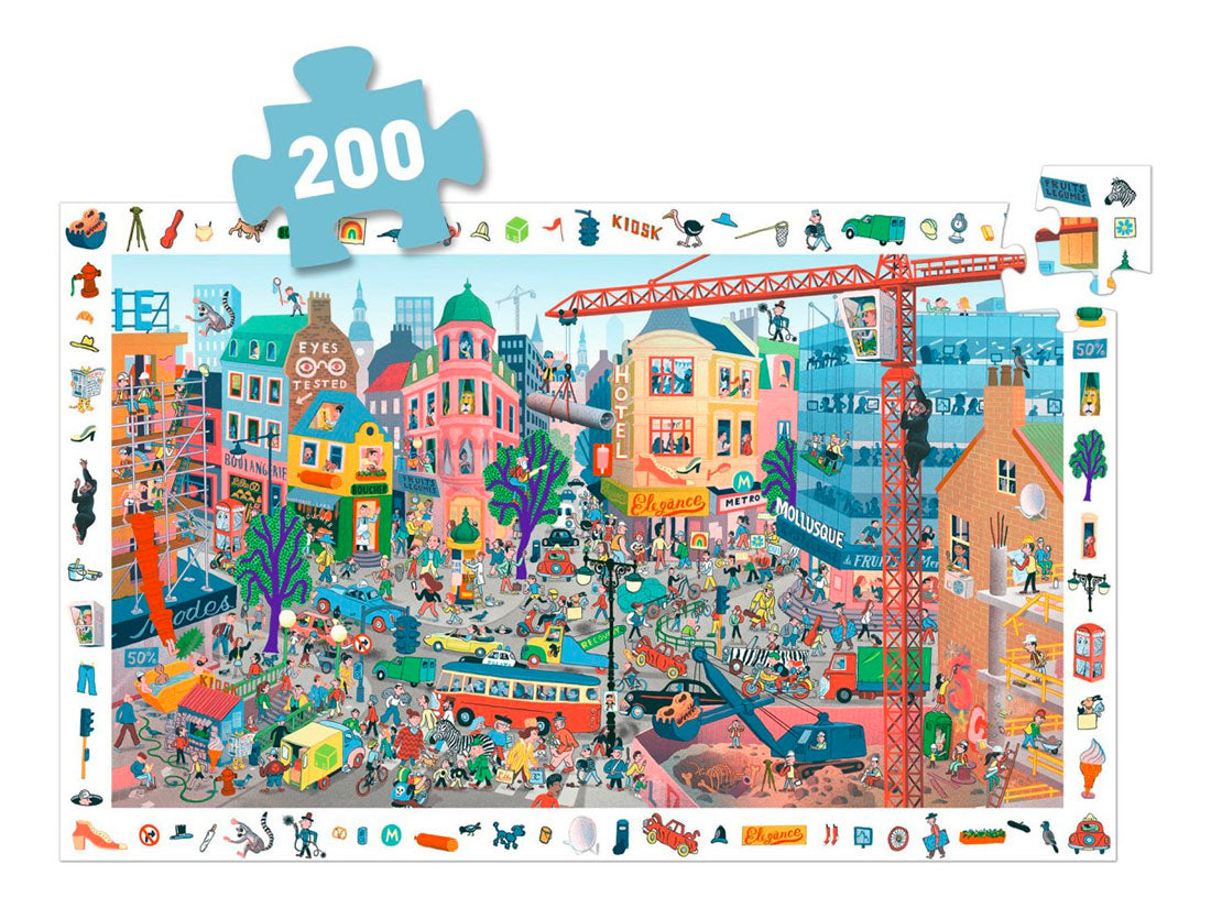 Achat Puzzle et Poster cherche et trouve La ville - 200 pièces Djeco 
