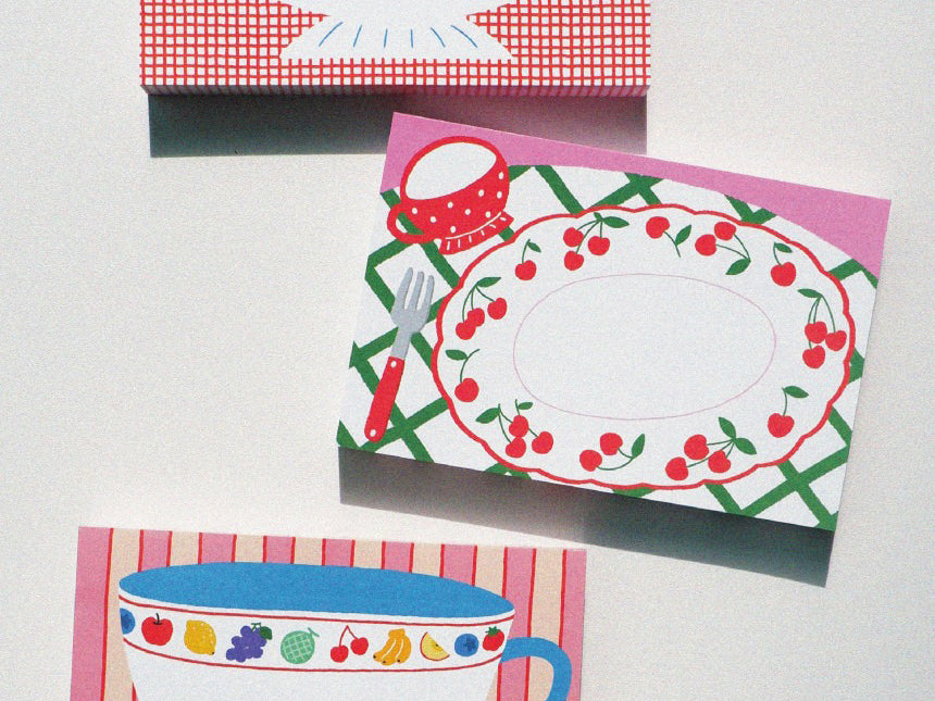 achat Mini bloc memo assiettes cerises - Fruit fries Design Lab