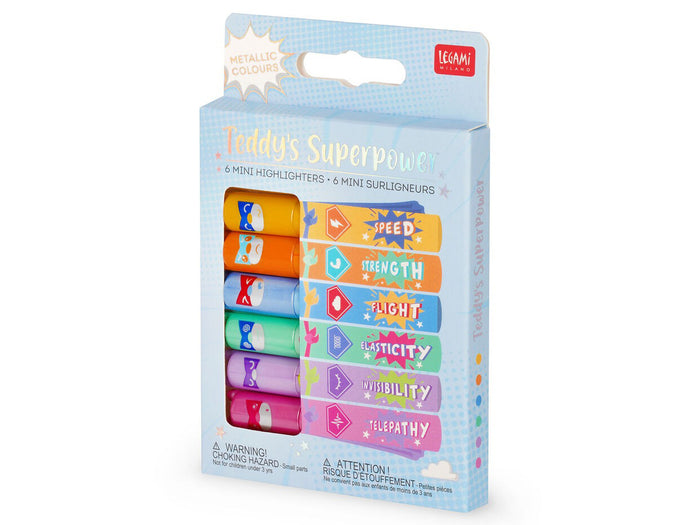 Achat Set de 6 Mini Surligneurs - Teddy’s Superpower - Legami