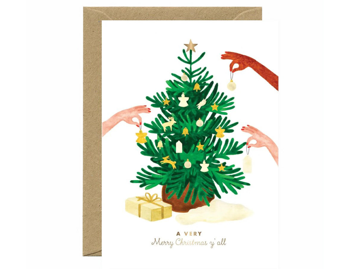 Achat Carte de Noël aquarelle & dorure - Christmas tree chic - ATWS
