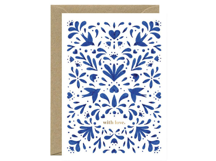 Achat Carte aquarelle & dorure - Blue Swallow - ATWS