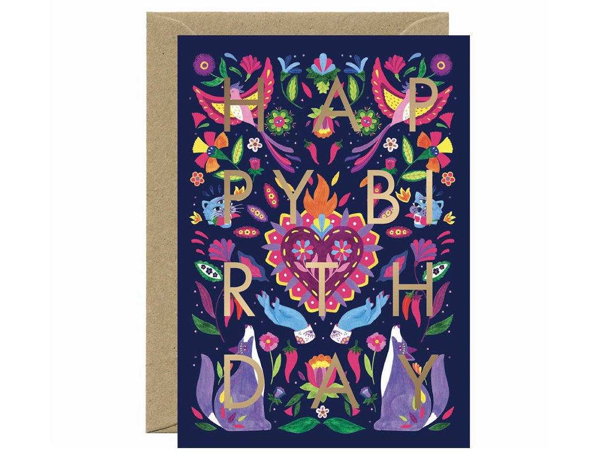 Achat Carte d'anniversaire aquarelle & dorure - Mexican Birthday - ATWS