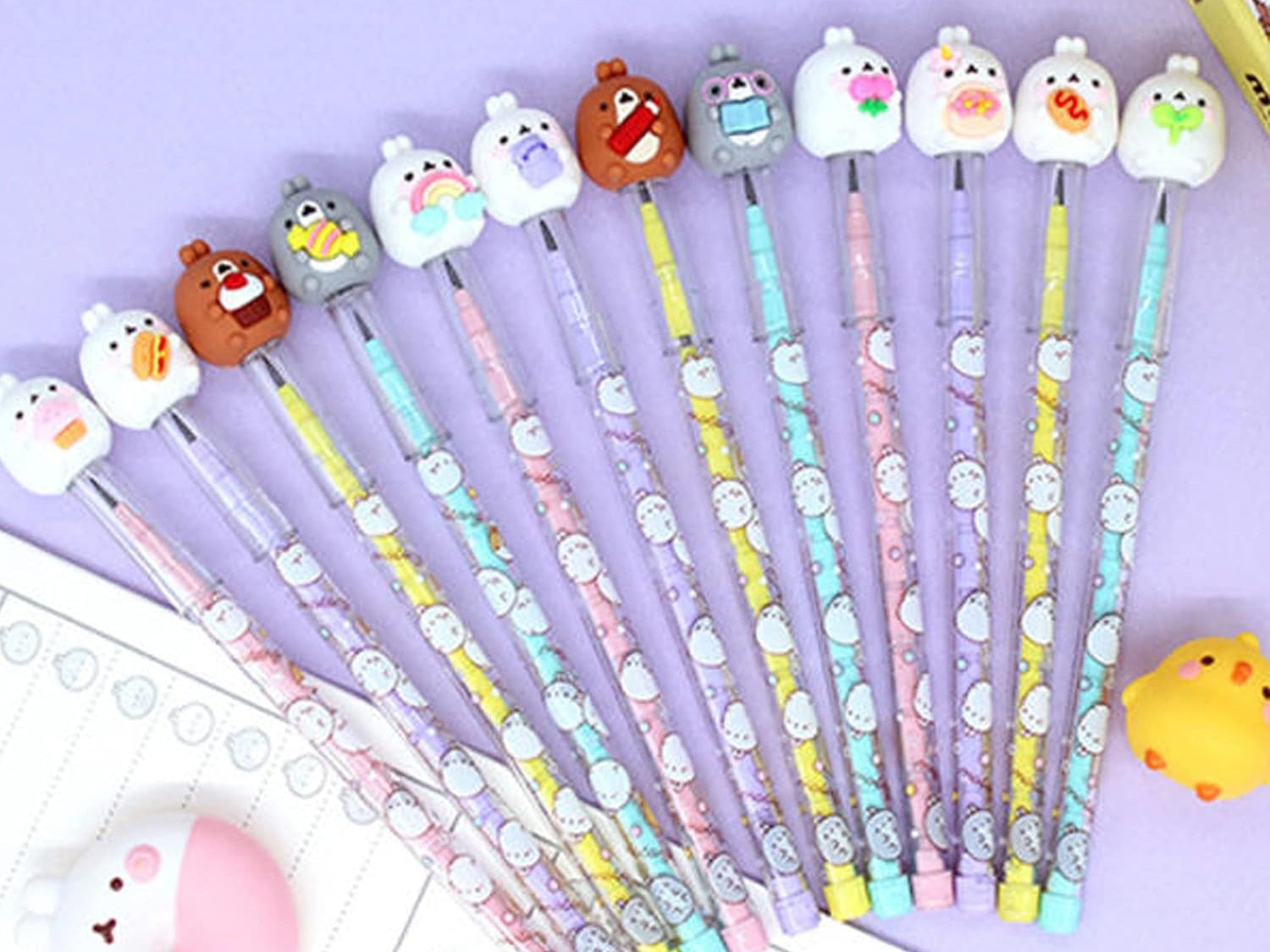 Lot de 4 crayons à cartouche Molang Figure