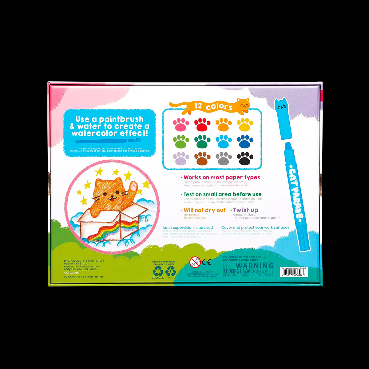 achat Ooly feutres gel Cat Parade - 12 couleurs