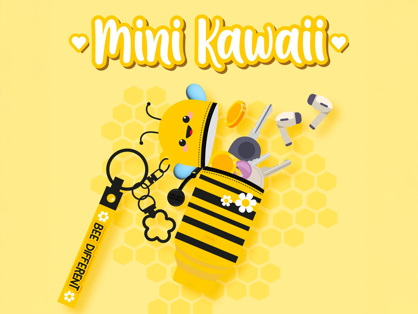 achat Mini trousse & porte clés Kawaii - Abeille - Legami
