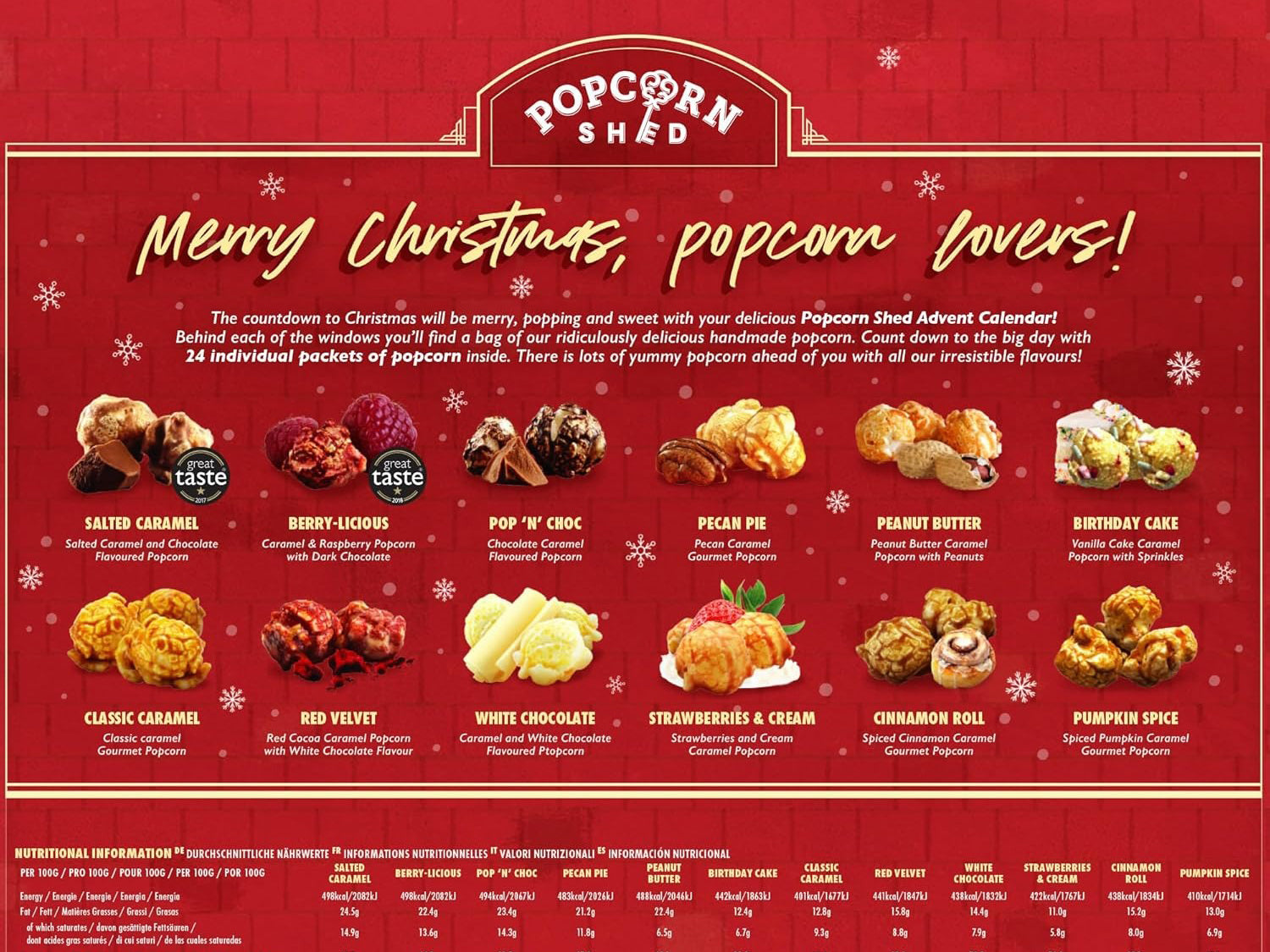 Calendrier de l'Avent de Noël Gourmet Popcorn 2025 - Popcorn Shed