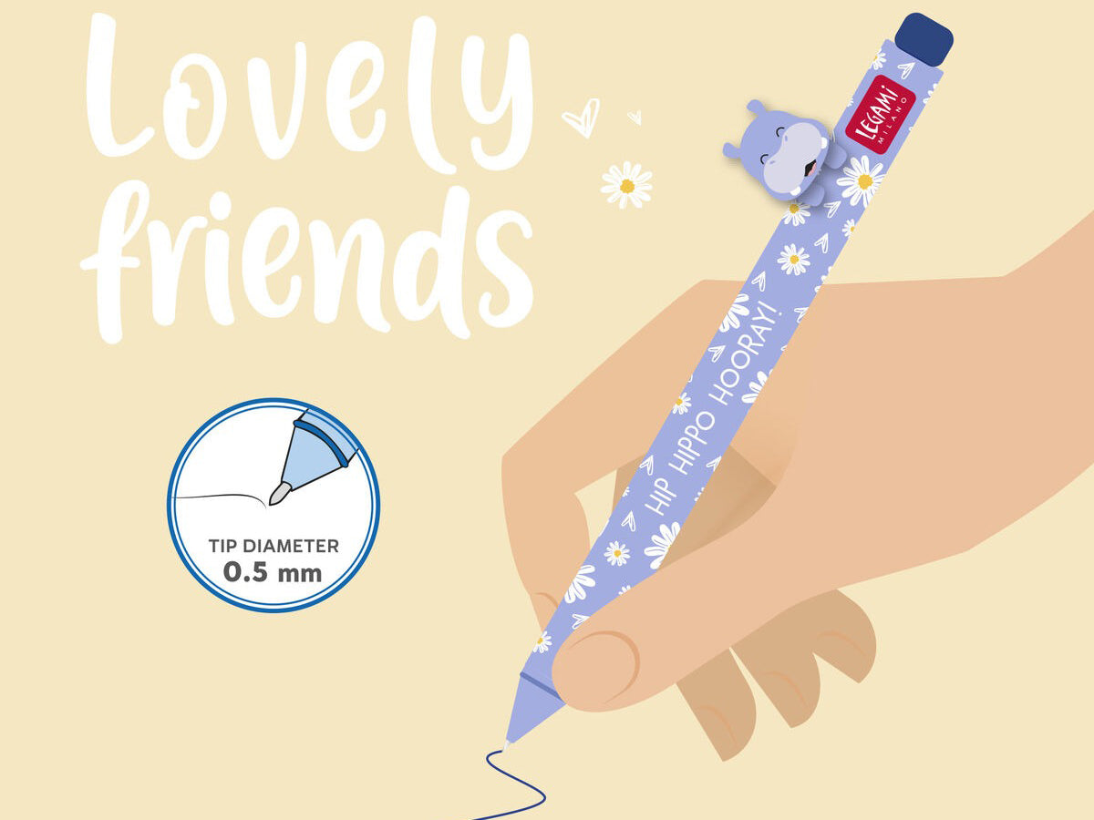 Stylo gel Lovely Friends Hippo - Legami