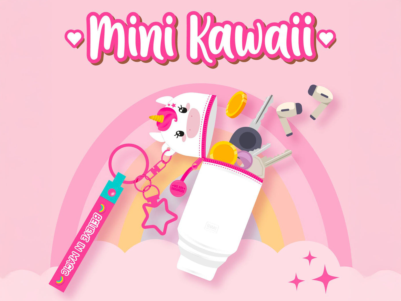 achat Mini trousse & porte clés Kawaii - Licorne - Legami