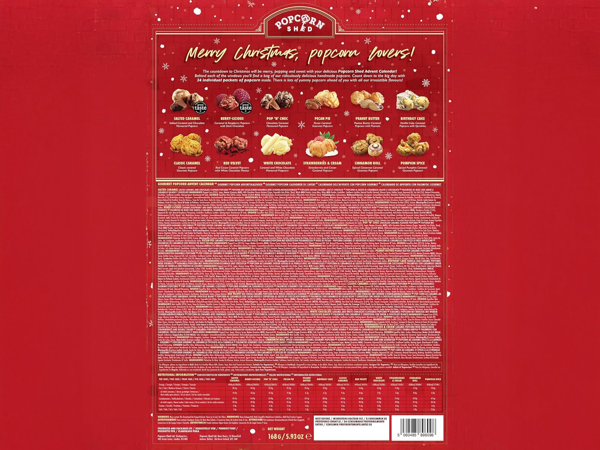 Calendrier de l'Avent de Noël Gourmet Popcorn 2025 - Popcorn Shed