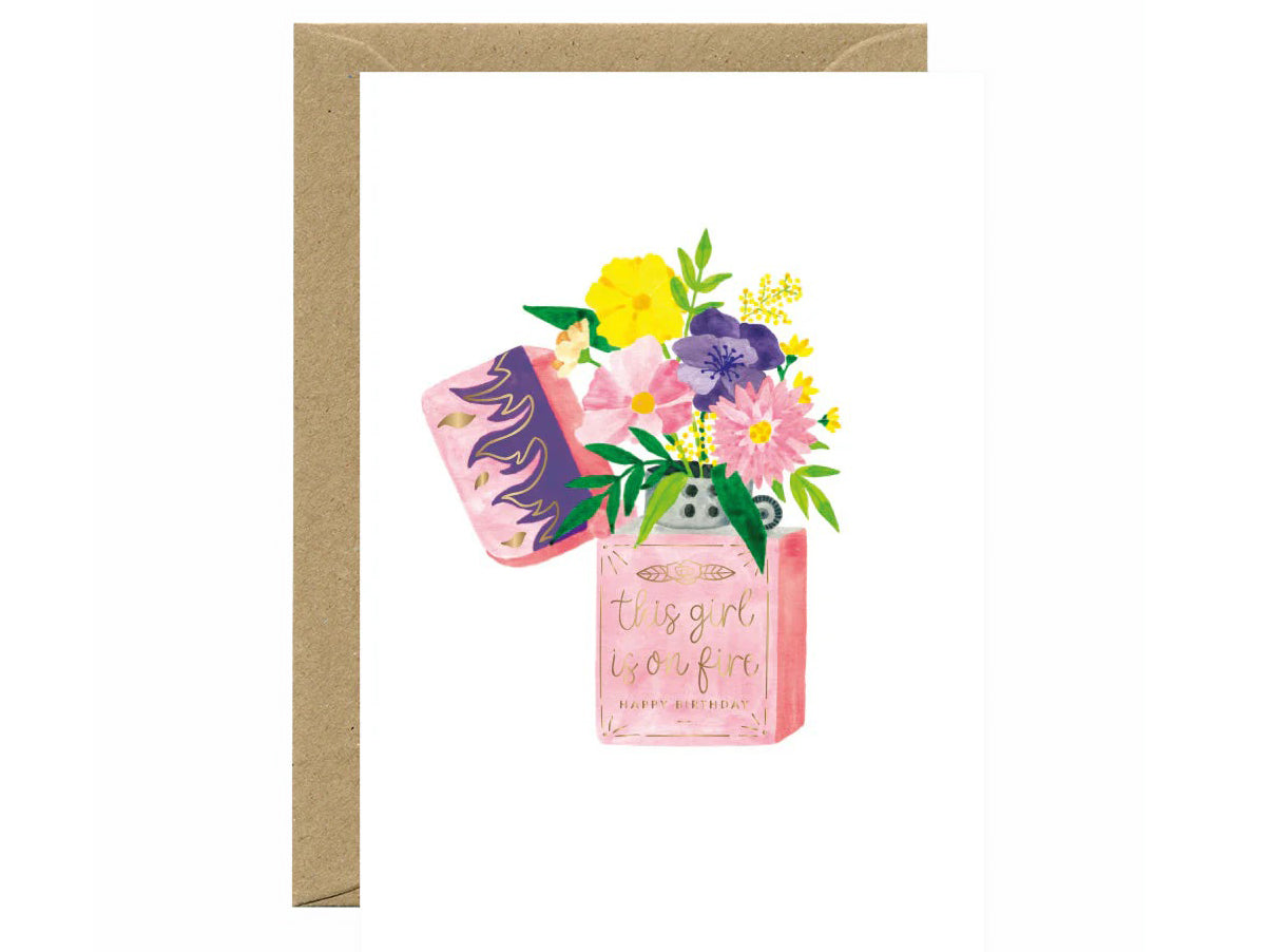 Achat Carte d'anniversaire aquarelle & dorure - Flower Lighter - ATWS