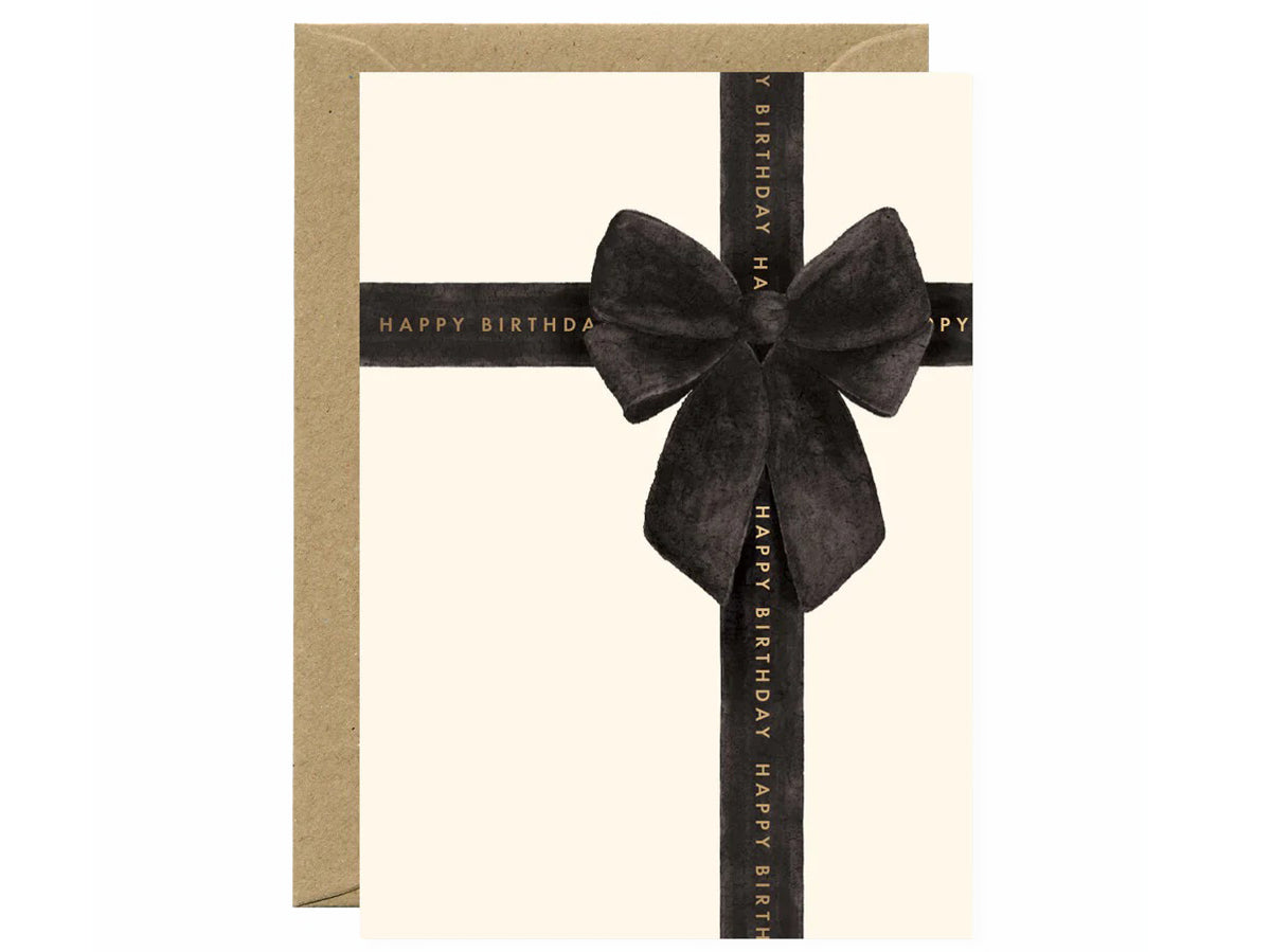achat Carte d'anniversaire aquarelle & dorure - Happy Birthday Black Bow - ATWS