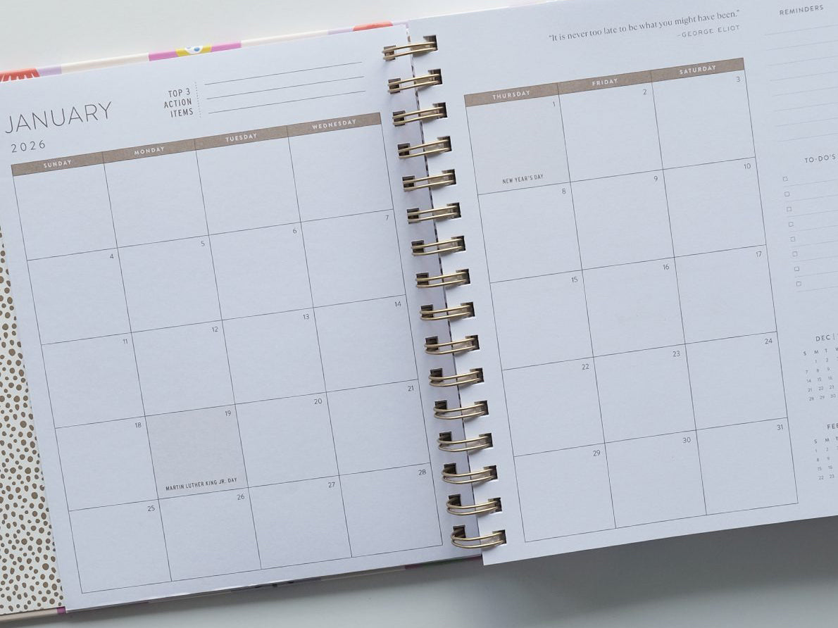 Agenda 2026 à couverture rigide - Motif à carreaux floraux - Idlewild