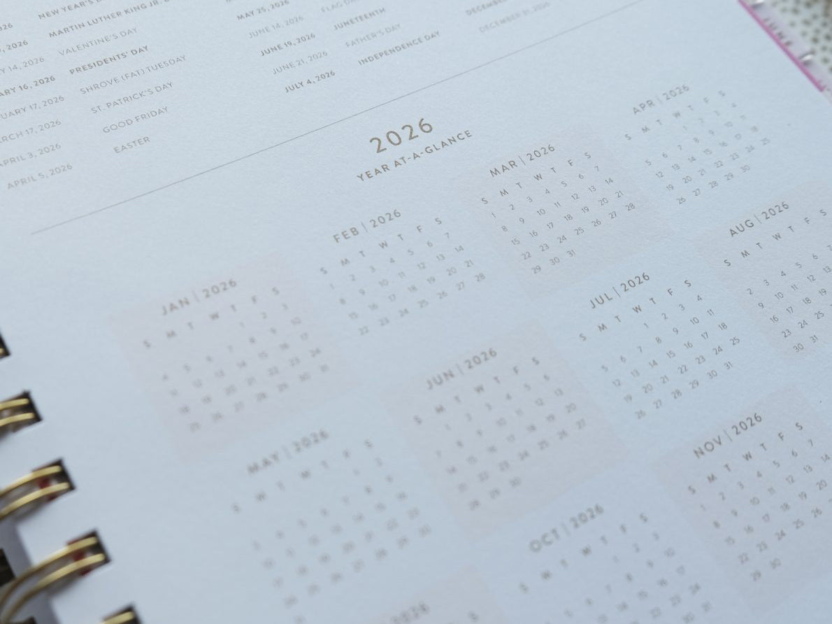 Agenda 2026 à couverture rigide - Motif à carreaux floraux - Idlewild