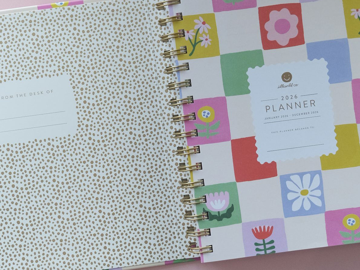 Agenda 2026 à couverture rigide - Motif à carreaux floraux - Idlewild