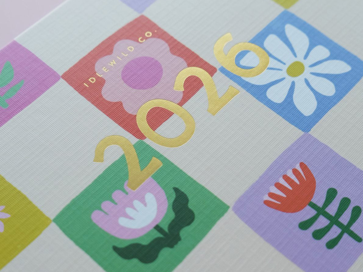 Agenda 2026 à couverture rigide - Motif à carreaux floraux - Idlewild