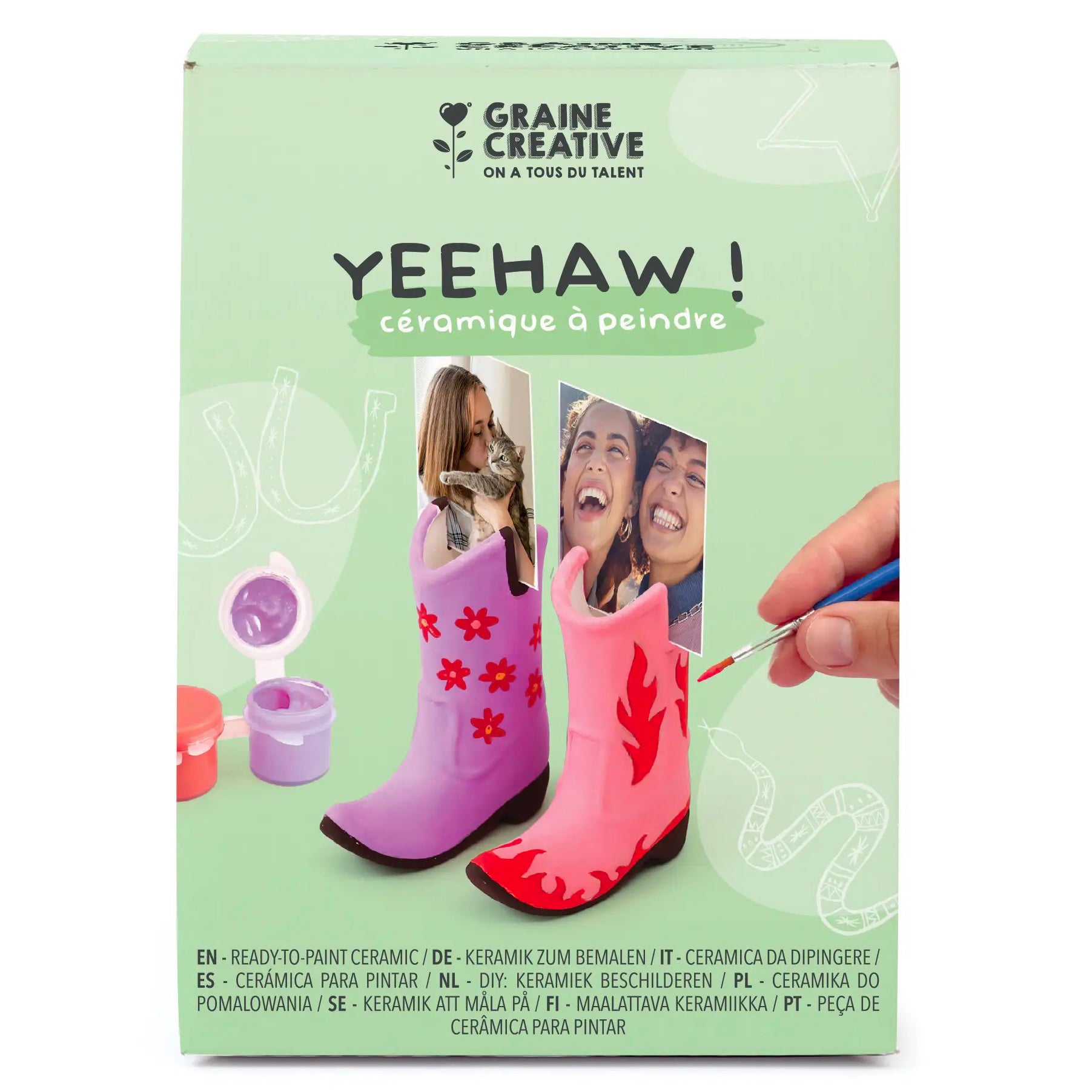 Kit 2 Bottes Céramique à peindre Yeehaw ! - Graine Créative
