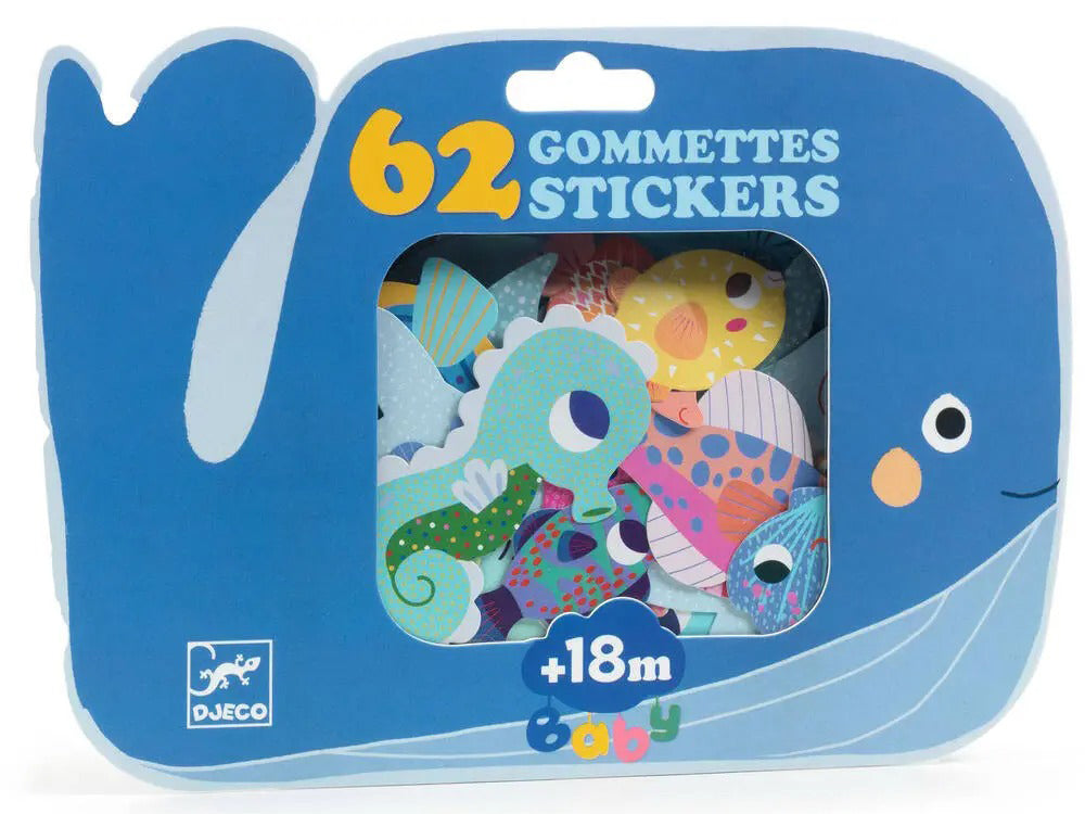 Achat 62 gommettes stickers Bébé - Animaux de la mer - Djeco