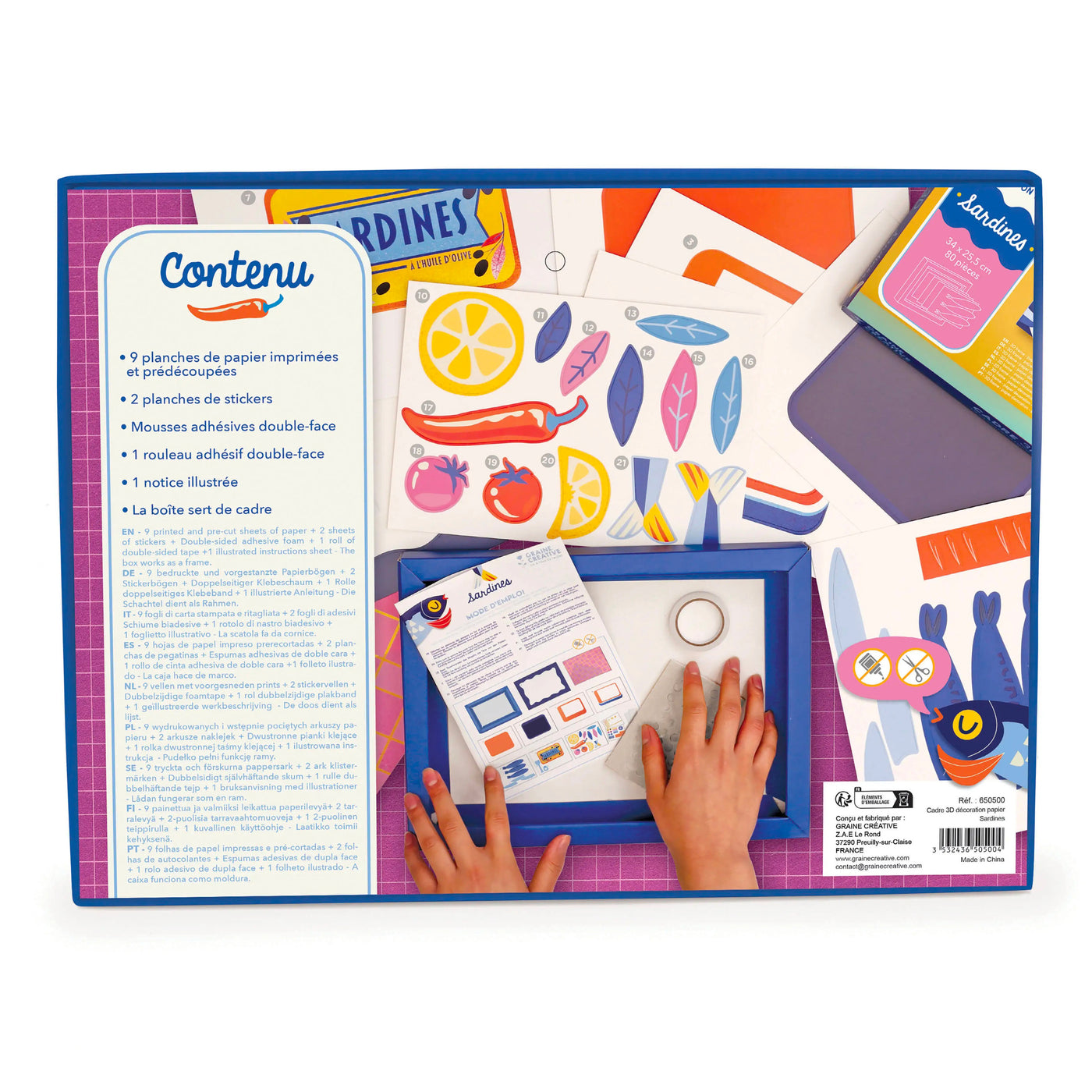 achat Cadre 3D Papier Sardines à assembler - Graine Créative