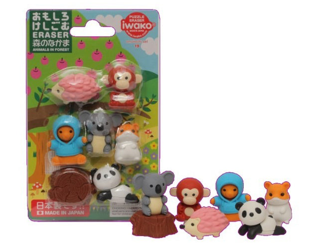 Set de gommes kawaii - Les animaux de la forêt - Iwako (Made in Japan)