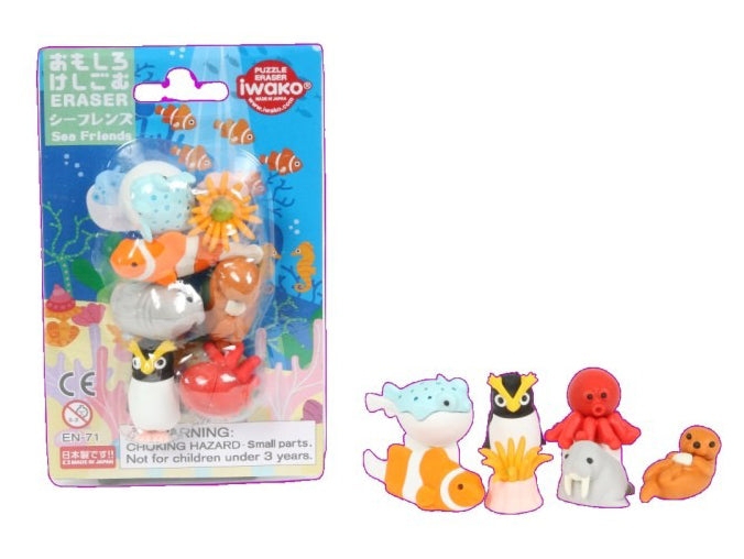 Set de gommes kawaii - Les amis des mers - Iwako (Made in Japan)