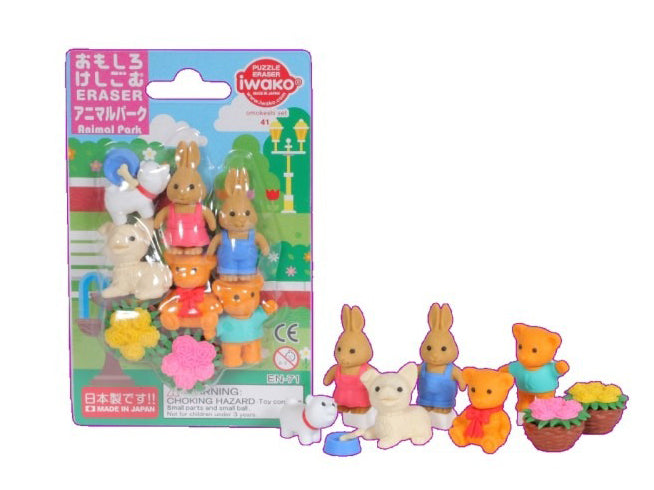 Set de gommes kawaii - Les animaux du parc - Iwako (Made in Japan)