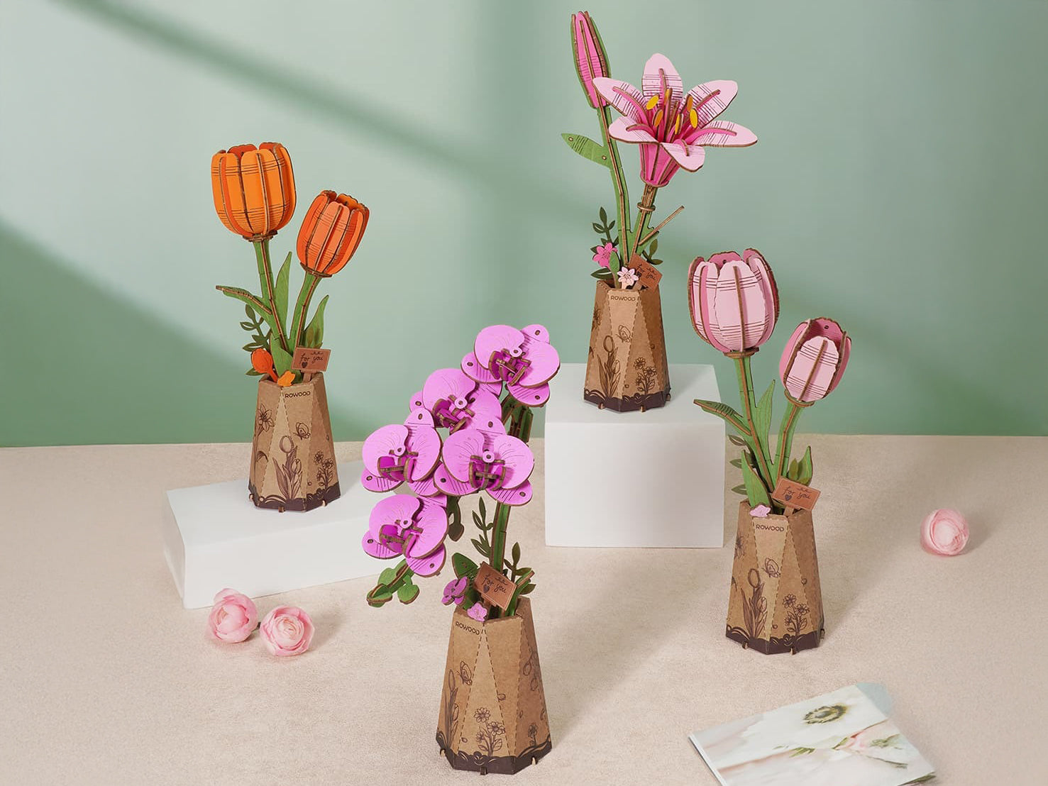 Maquette puzzle 3D en bois - Orchidée papillon violette - Rowood