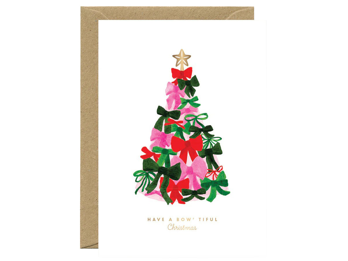 Achat Carte de voeux aquarelle & dorure - Bowtiful christmas tree - ATWS