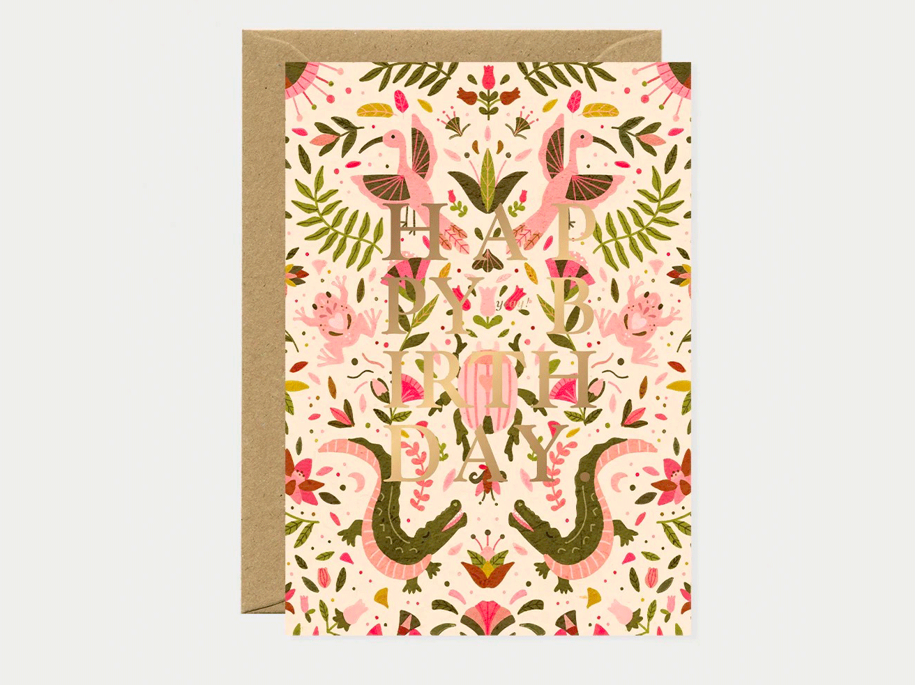 achat Carte Happy birthday pink croco à détails dorés - ATWS