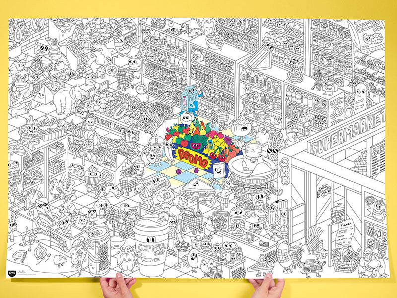 Achat Poster géant à colorier - Super Market - Omy