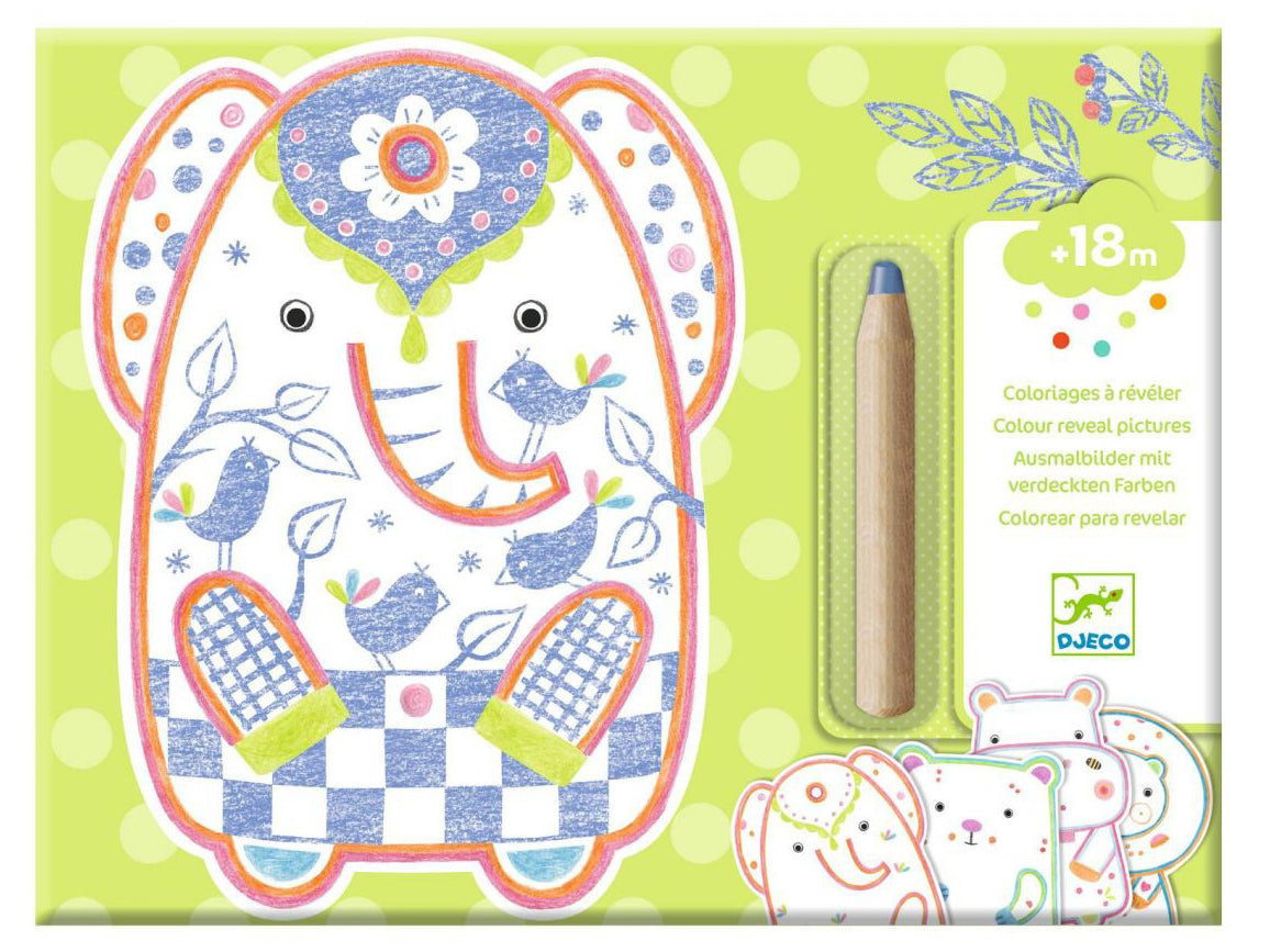 Achat Coloriages à révéler - Animaux sauvages - Djeco