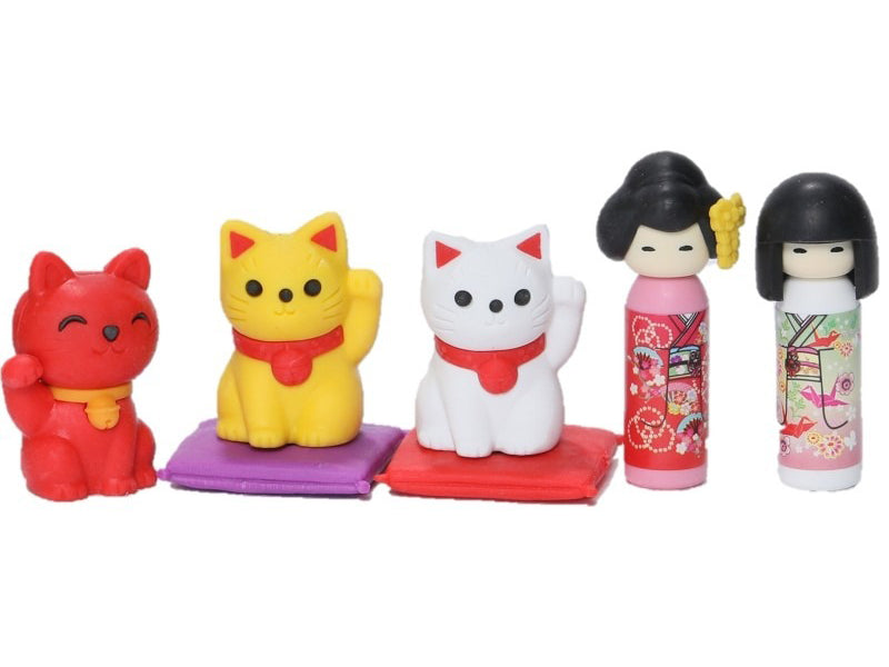 achat Set de gommes kawaii - Kokashi & Lucky Cat - Iwako (Made in Japan)