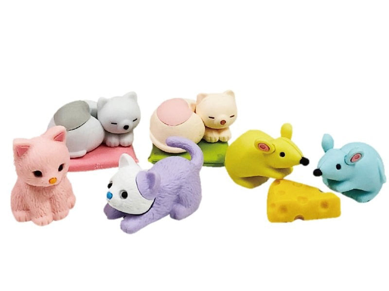 achat Set de gommes kawaii - Chat et Souris - Iwako (Made in Japan)