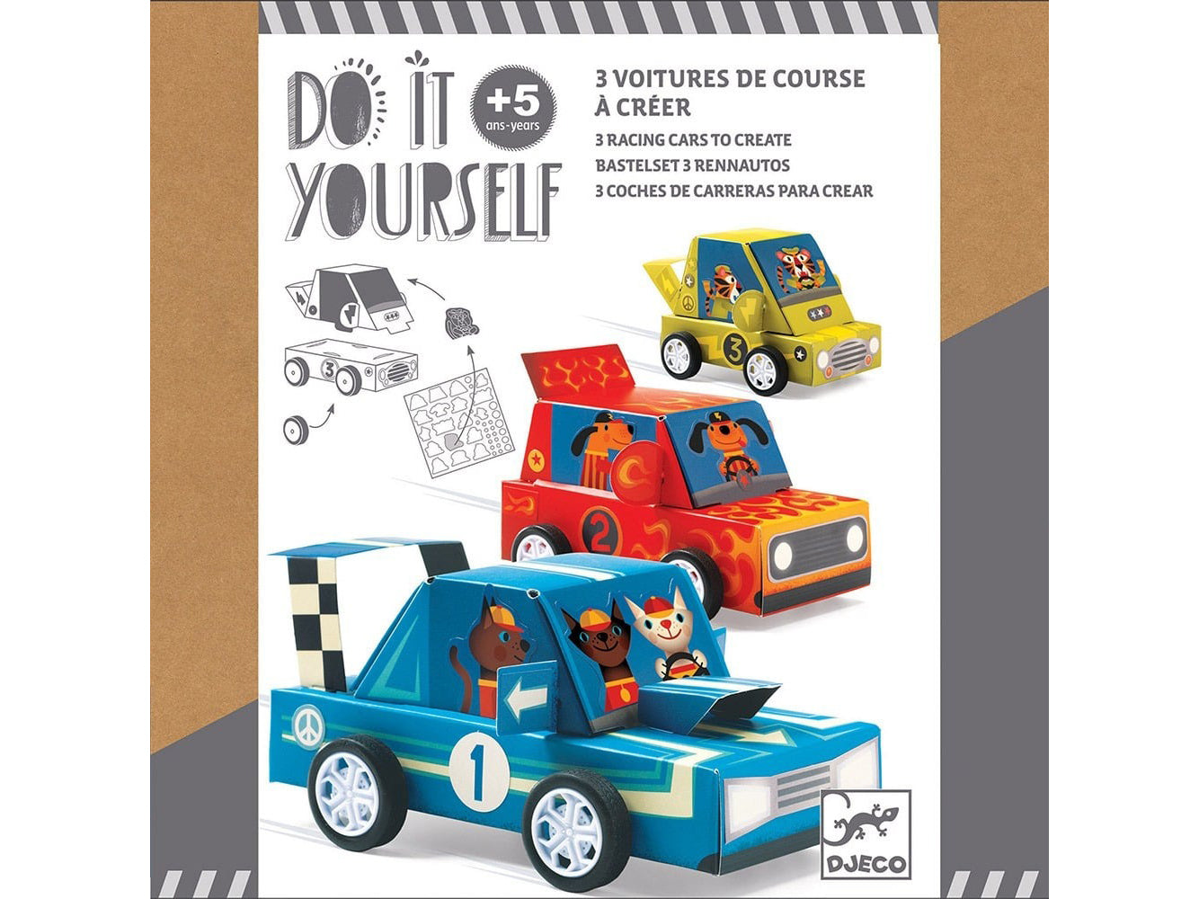 Achat 3 voitures de course à créer - Grand prix - Djeco