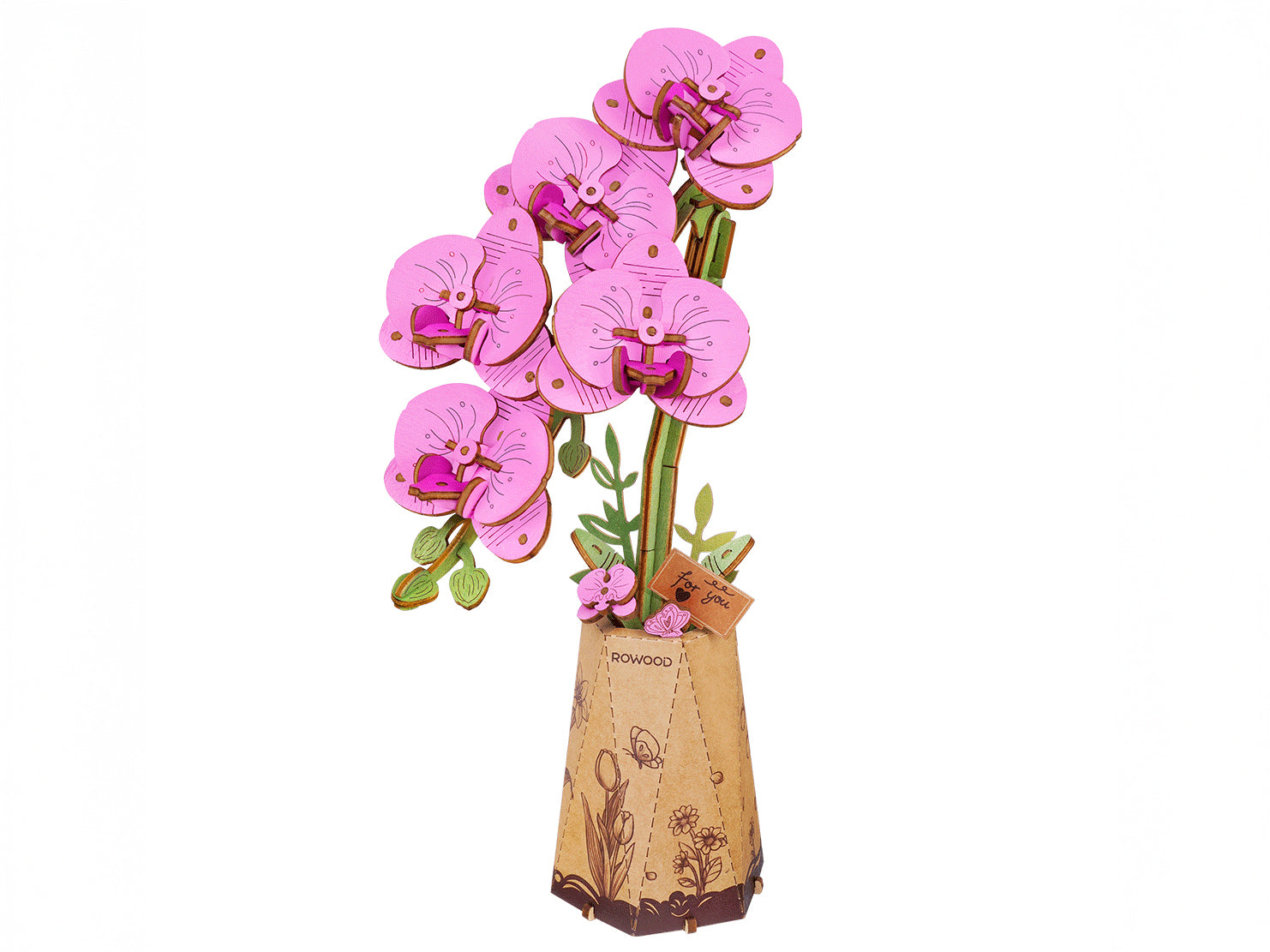 Achat Maquette puzzle 3D en bois - Orchidée papillon violette - Rowood