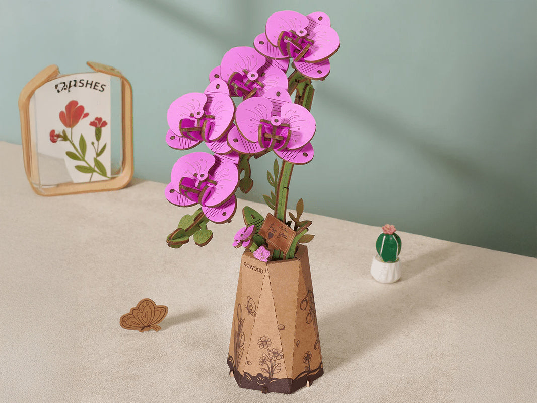 Achat Maquette puzzle 3D en bois - Orchidée papillon violette - Rowood