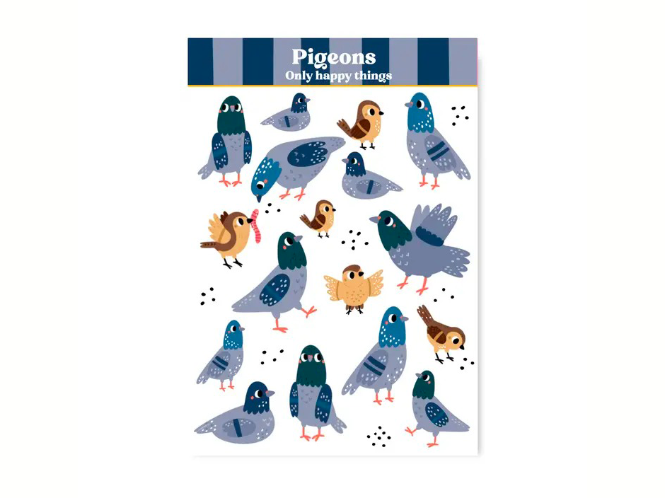 Achat Planche de Stickers Pigeons - Only Happy Things
