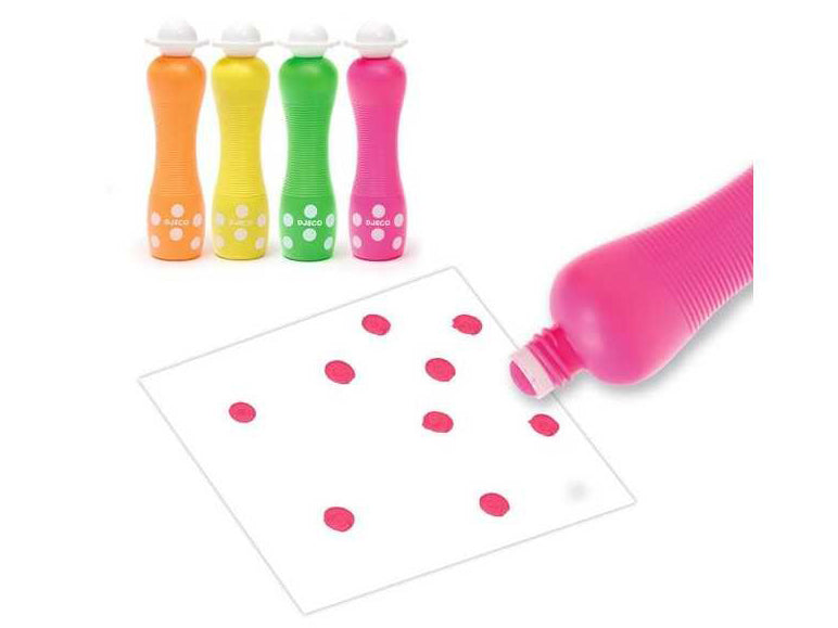 4 Marqueurs gros pois Néon - Djeco