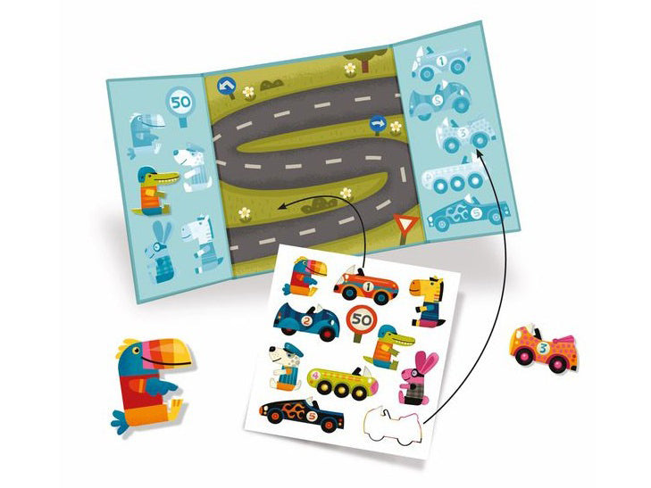 Achat Stickers épais repositionnables Les voitures – Djeco