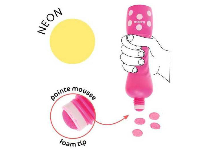 4 Marqueurs gros pois Néon - Djeco