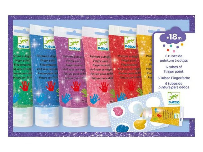 achat 6 tubes de peinture à doigts - Paillettes - Djeco