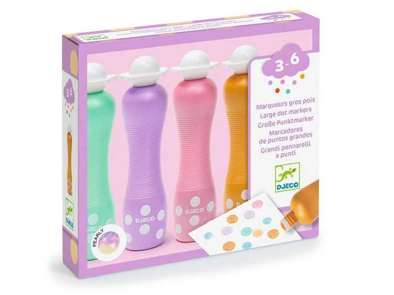 Achat 4 Marqueurs gros pois Pearly - Djeco