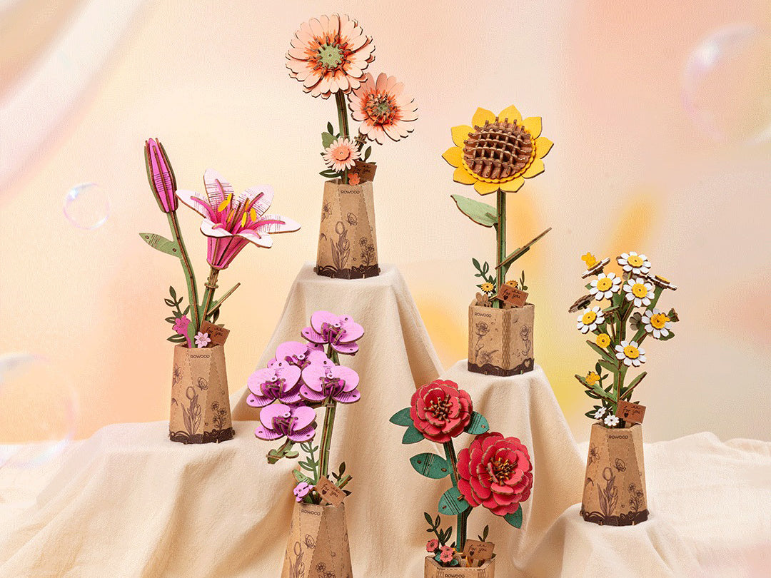 Maquette fleur miniature - Gérbera orange clair (Light Orange Gerbera) - Rowood