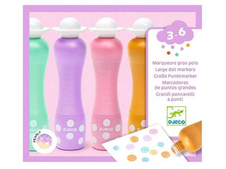 achat 4 Marqueurs gros pois Pearly - Djeco